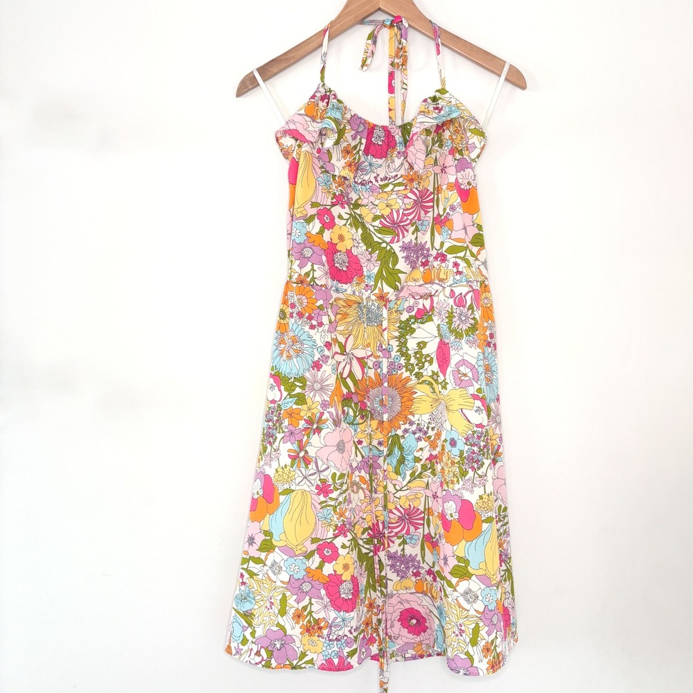 Liberty of London for Target Floral Halter Dress Women Size‎ Small Ruffled Lined